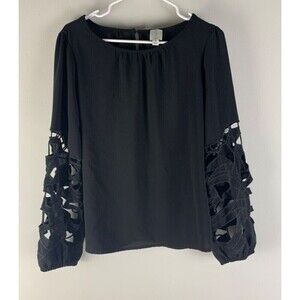 Joie Black Blouse/Top Lace Cutout Sleeves Size S